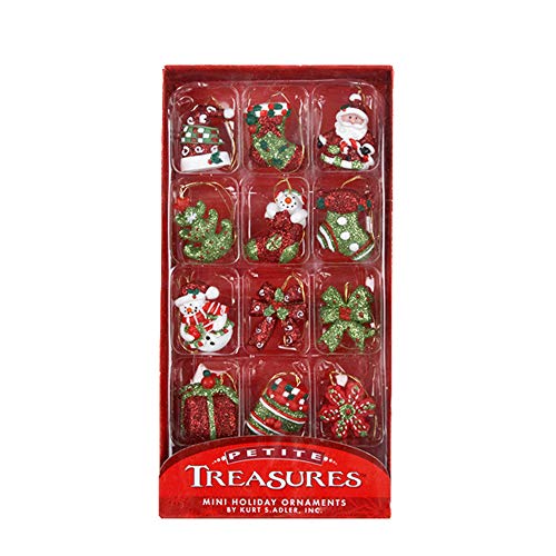 Kurt Adler Petite Treasures Resin Holiday Miniature Ornament Set OF 12