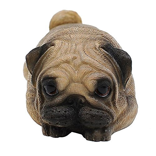 Comfy Hour Doggyland Collection, Miniature Dog Collectibles 5 Gazing Softly Ahead Lying Pug Figurine, Realistic Lifelike Animal Statue Home Decoration, Fawn Brown, Polyresin