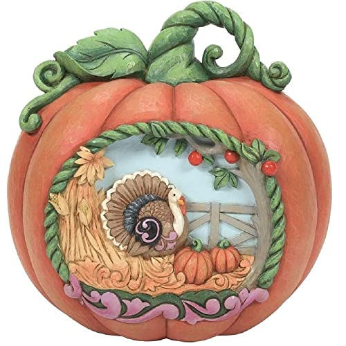 Enesco Jim Shore Heartwood Creek Harvest Pumpkin with Scene, Figurine, 8.46 Inch, Multicolor