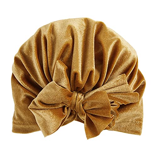 Mud Pie Baby Girls' Mustard Velvet Bow Hat, One Size