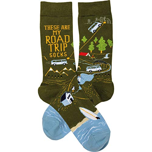 Primitives by Kathy These Are My Road Trip Socks in Travel-Inspired Design, Green, One Size