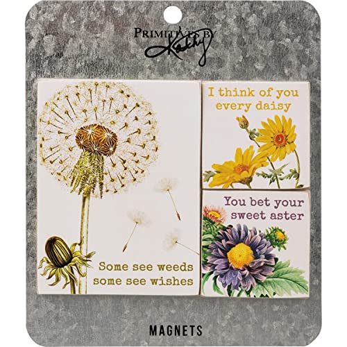 Primitives By Kathy 112181 Some See Weeds Some See Wishes Magnet, Set of 3, 4-inch Height