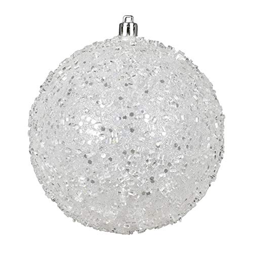 Vickerman 10" White Glitter Hail Ball Ornament