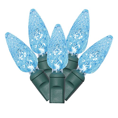 Vickerman X6G8532 Light Set Features 50 LED Lights on Green Wire with 6" Bulb Spacing, 25', Teal