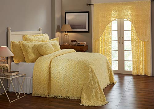 Better Trends Wedding Ring Collection is Super Soft and Light Weight in Loop Design 100 Percent Cotton Tufted Unique Luxurious Machine Washable Tumble Dry, Full/Double Bedspread, Yellow