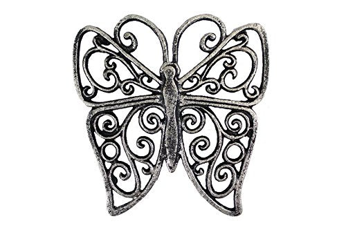 Hampton Iron Handcrafted Nautical Decor Rustic Silver Cast Iron Butterfly Trivet 8" - Cast Iron Decorative - Butterfly