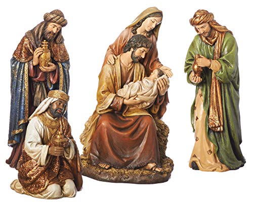 ROMAN 4PC ST 16"TEXTURED NATIVITY TABLETOP; HOLY FMLY& 3 KINGS