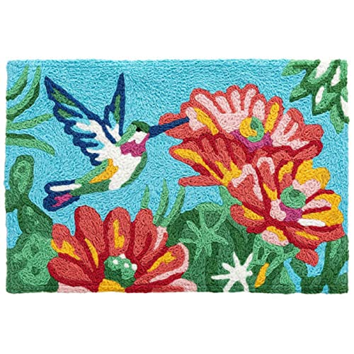 Home Comfort Blooming Cactus Hummingbird Jellybean Accent Rug with Flowers Floral Rug 20"x30"