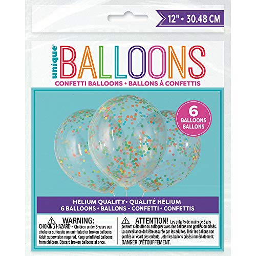 Unique Industries Unique Clear Party Balloons with Colorful Confetti, 1 Pack