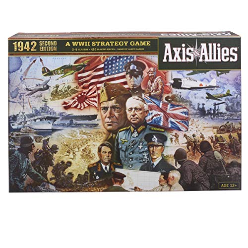 Hasbro Gaming Avalon Hill Axis & Allies 1942 Second Edition WWII Strategy Board Game, with Extra Large Gameboard, Ages 12 and Up, 2-5 Players , Brown