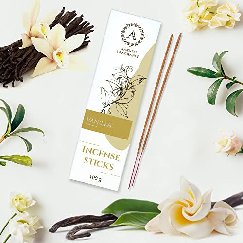 Aakriti Gallery 100 Gram Pack Natural Premium Aroma Organic Hand Rolled Masala Incense Sticks (Vanilla)
