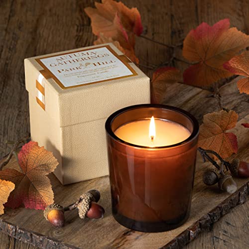 Park Hill Collection FNP10015 Autumn Gatherings Amber Glass Candle, 4.75-inch Height