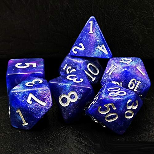 Bescon Dice Starry Night Dice Set Series, 7pcs Polyhedral RPG Dice Set Twilight, Polybag Packing
