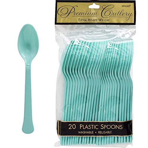 Amscan Party Perfect Cool Plastic Spoon Tableware, Robin&