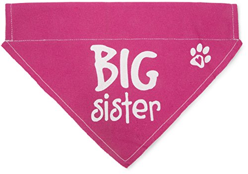 Pavilion Gift Company 45614 Pavilion's Pets - Pink Paw Print Large Dog Slip on The Collar Bandanna - Big Sister