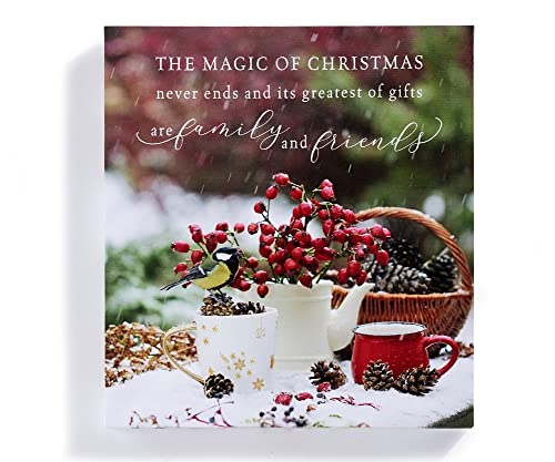 Giftcraft 682263 Christmas Wall Art with Sentiment , Berries and Pine Cones, 0.98 inch, Medium Density Fiberboard and Canvas