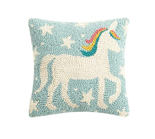 Peking Handicraft 30JES852C10SQ Unicorn Magic Hook Pillow, 10-inch Square, Wool and Cotton