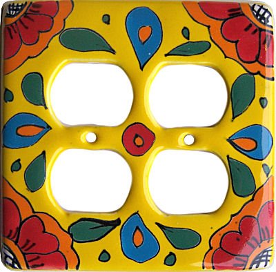 Fine Craft Imports Canary Talavera Double Outlet Switch Plate