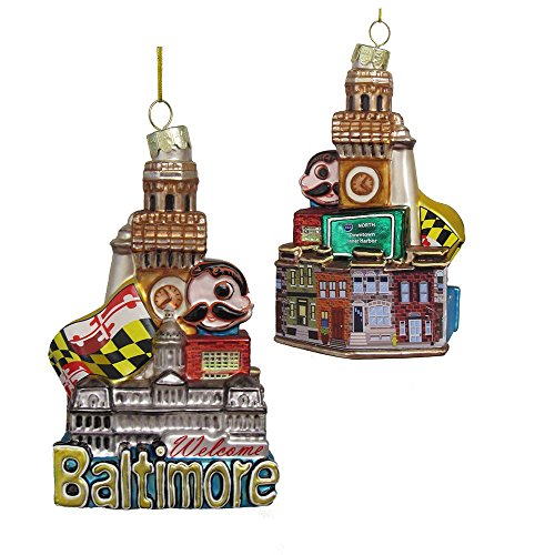 Kurt Adler Baltimore Cityscape Glass Ornament Home Decor