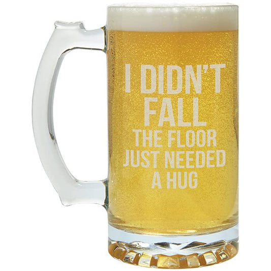 Carson Home Didn't Fall Beer Mug, 7.25-inch Height, Holds 26.5 oz., Glass
