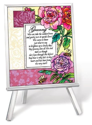 Amia 41232 Hand-Painted Glass Plaque with Easel, 5 by 6-Inch, Granny