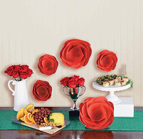 Amscan Faux Red Rose Paper Flower Set - 5 pc
