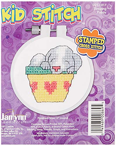 Design Works Crafts Janlynn 021-1817 Kid Sleeping Puppy Stamped Cross Stitch Kit, 3"