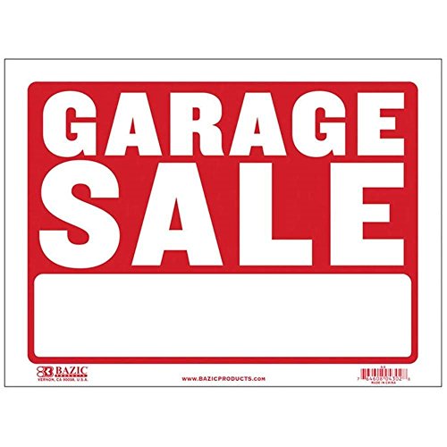 BAZIC 12" X 16" Garage Sale Sign, Yard Sale for Sale Retail Store Policy Business Plastic Sign, Wall Door Border, Waterproof Indoor Outdoor Advertising Signage, 1-Pack