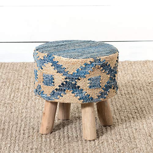 Park Hill Collection EFS06182 Recycled Stool, 16-inch Height, Hemp and Denim