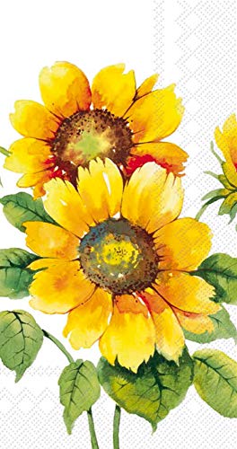 Boston International IHR 16-Count Guest/Dinner 3-Ply Paper Napkins, 8.5 x 4.5-Inches, Colourful Sunflowers