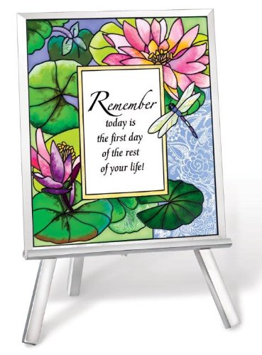 Amia 41228 Hand-Painted Glass Plaque with Easel, 5 by 6-Inch, Remember