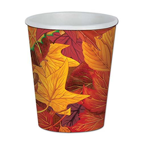 Beistle, Multicolor Fall Leaf Beverage Cups (8 Pack), 9 oz