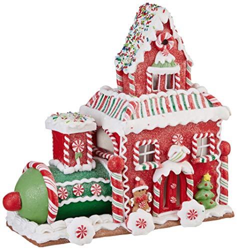 Kurt Adler GBJ0008 10.5" Gingerbread Train House with LED Light
