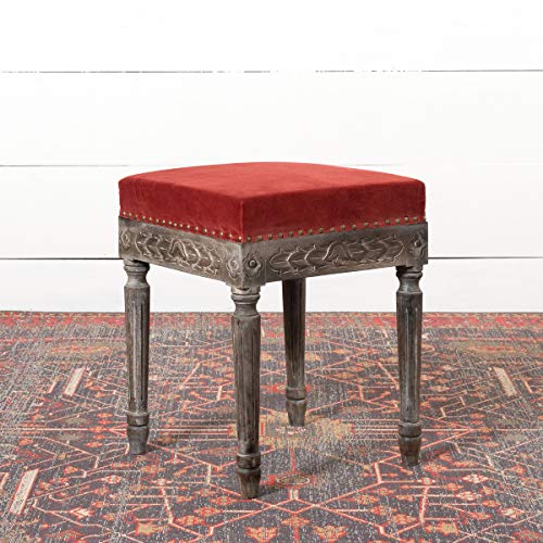 Park Hill Collection EFS06077 Manor Upholstered Accent Bench, 16-inch Square, Cotton and Mango Wood