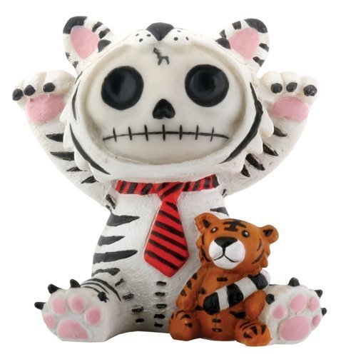 Pacific Trading SUMMIT COLLECTION Furrybones White Tigrrr Signature Skeleton in White Tiger Costume with Small Bengal Tiger Doll.