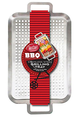 TableCraft BBQ1710 BBQ Rectangular 17-Inch Grilling Tray Stainless Steel, Small, Silver