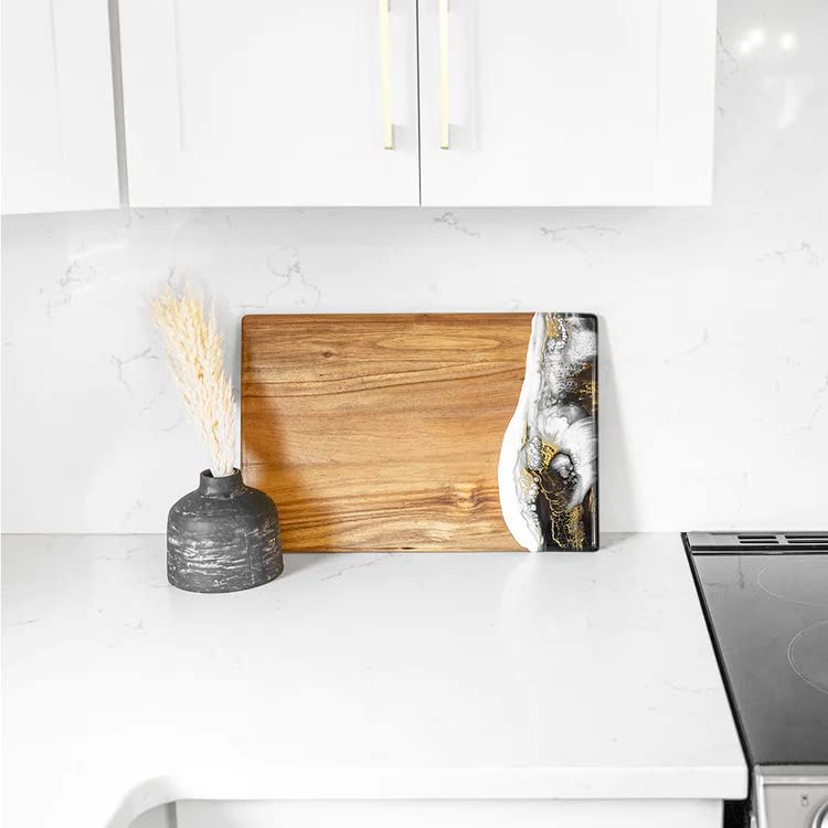 Lynn & Liana Designs Acacia Breadboard Onyx, 18-inch Length, 12-inch Width, Serveware, Kitchen