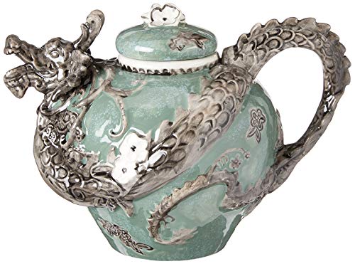 Blue Sky Clayworks Clayworks Dragon Teapot, 10 x 7 x 7", Green