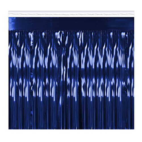 Beistle Metallic Fringe Drape Hanging Curtain, Party Decor, 15" x 10', Blue