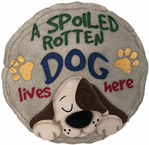 Spoontiques 13243 Spoiled Rotten Dog Stepping Stone, Multicolor