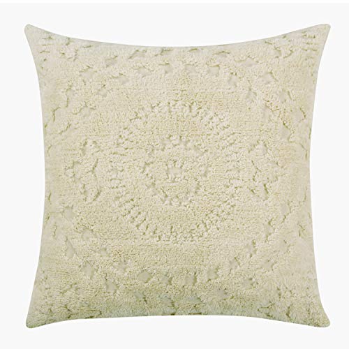 Better Trends Rio Collection is Super Soft and Light Weight in Floral Design 100 Percent Cotton Tufted Unique Luxurious Machine Washable Tumble Dry, Euro Sham, Ivory