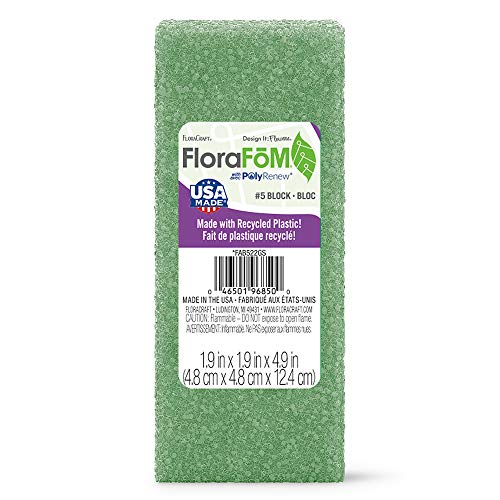 FloraCraft Styrofoam Block 1.9 Inch x 1.9 Inch x 4.8 Inch Green