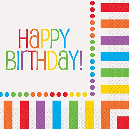 Unique Industries Rainbow Party Happy Birthday Napkins, 16ct