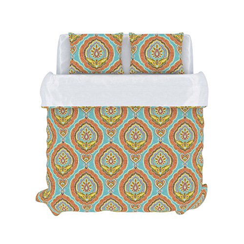 Belle Maison COLORFLY Nico 210 Tread Count Duvet Cover Set, King, Aquamarine