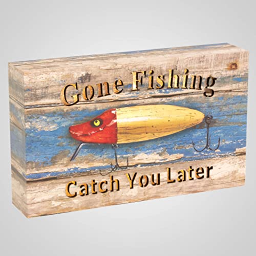 Lipco MDF Gone Fishing Lure Light-Up Plaque, 8-inch Length, Home Decoration