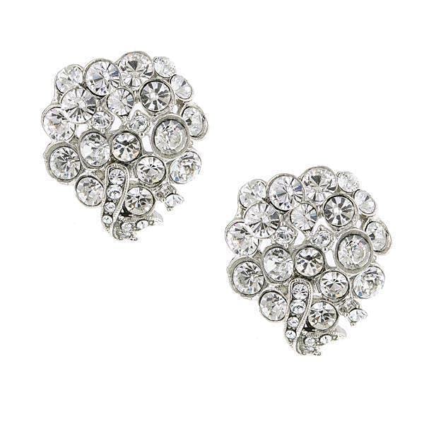 1928 Jewelry Silver-Tone Crystal With Swarovski Elements Cluster Earrings