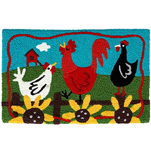 Home Comfort Little Red Hen House Jellybean Accent Rug with Chickens & Floral Rug 20"x30" Doormat