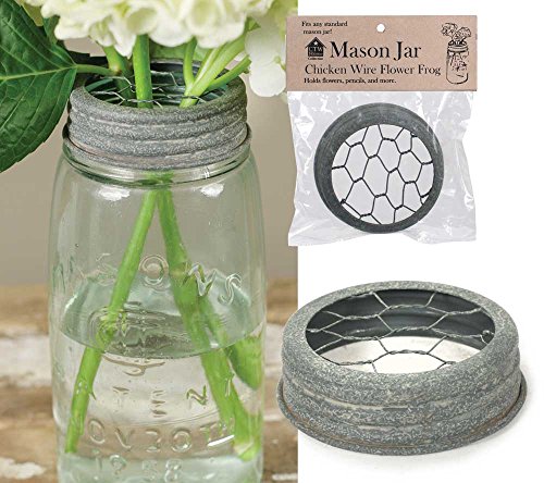 CTW Mason Jar Flower Frog Lid Barn Roof