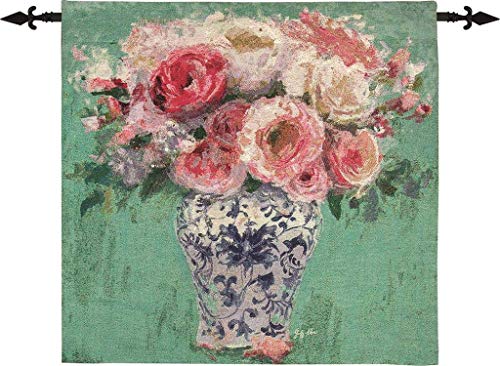 Manual HWGCPR Chinoiserie Pink Roses by Geoffrey Allen, 35-inch Square