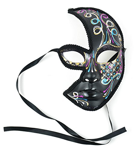 Midwest Design Fancy Full Mask with Cut-Outs Black and Turquoise 8 Inch 1Pc